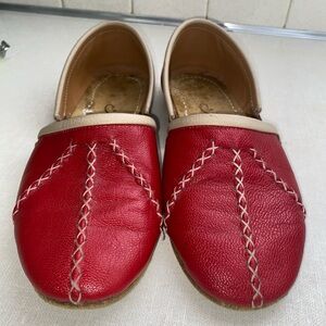 Osmanli Yemeni Dünyası Turkish Red Leather Loafers Shoes Flats  Women’s Size 8.5